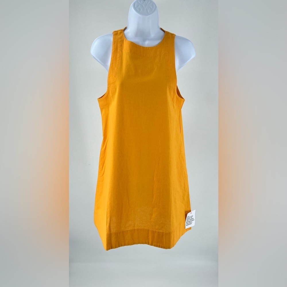 ASOS Design High Neck Swing Mini Linen Dress in Orange, size 4, NWT!